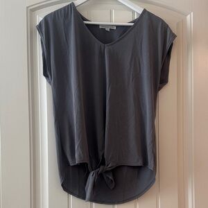 Caslon Charcoal Tie-Front V-Neck Top